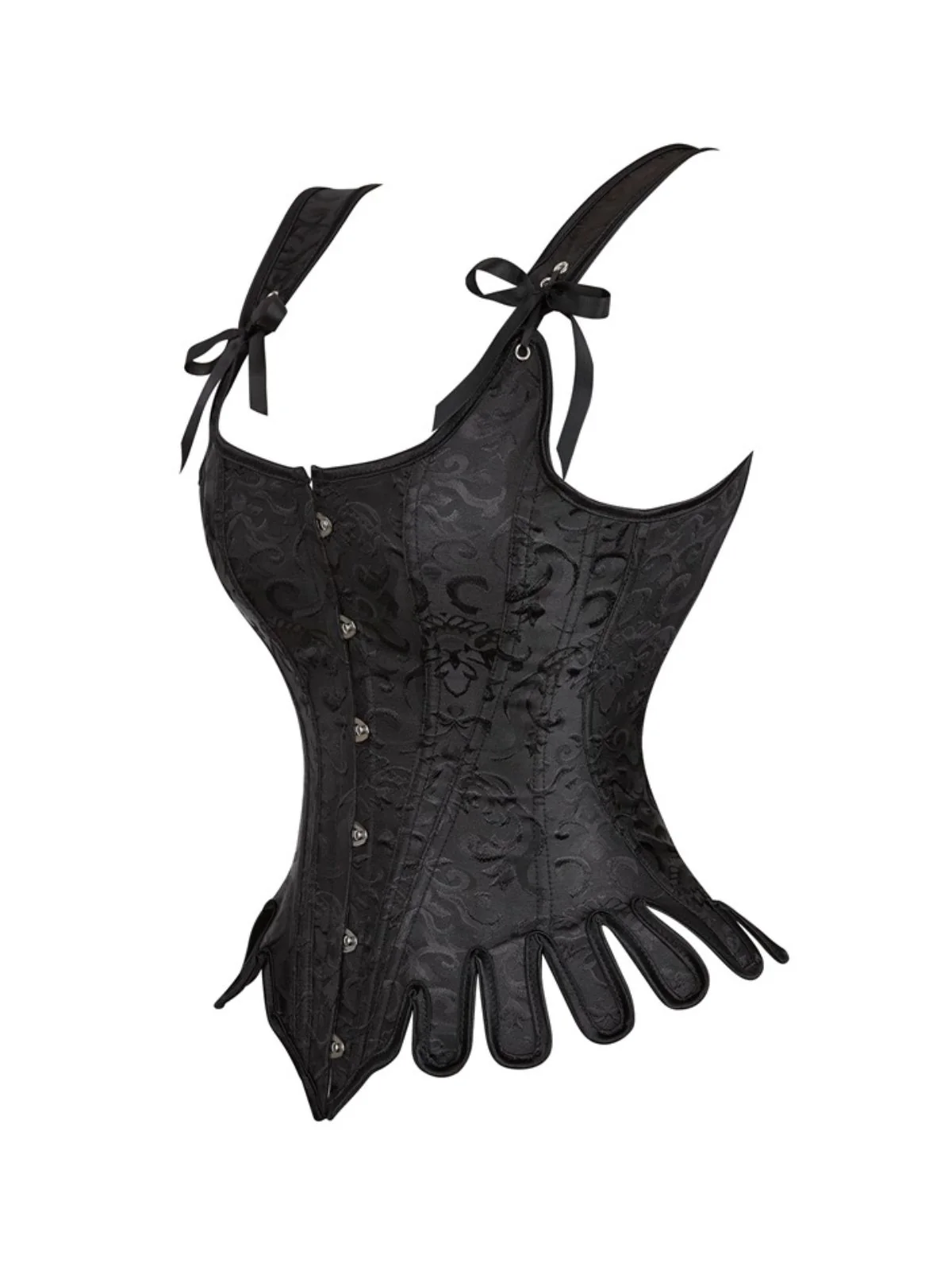 Black 1980s Jacquard Brocade Gothic Corset - Image 2