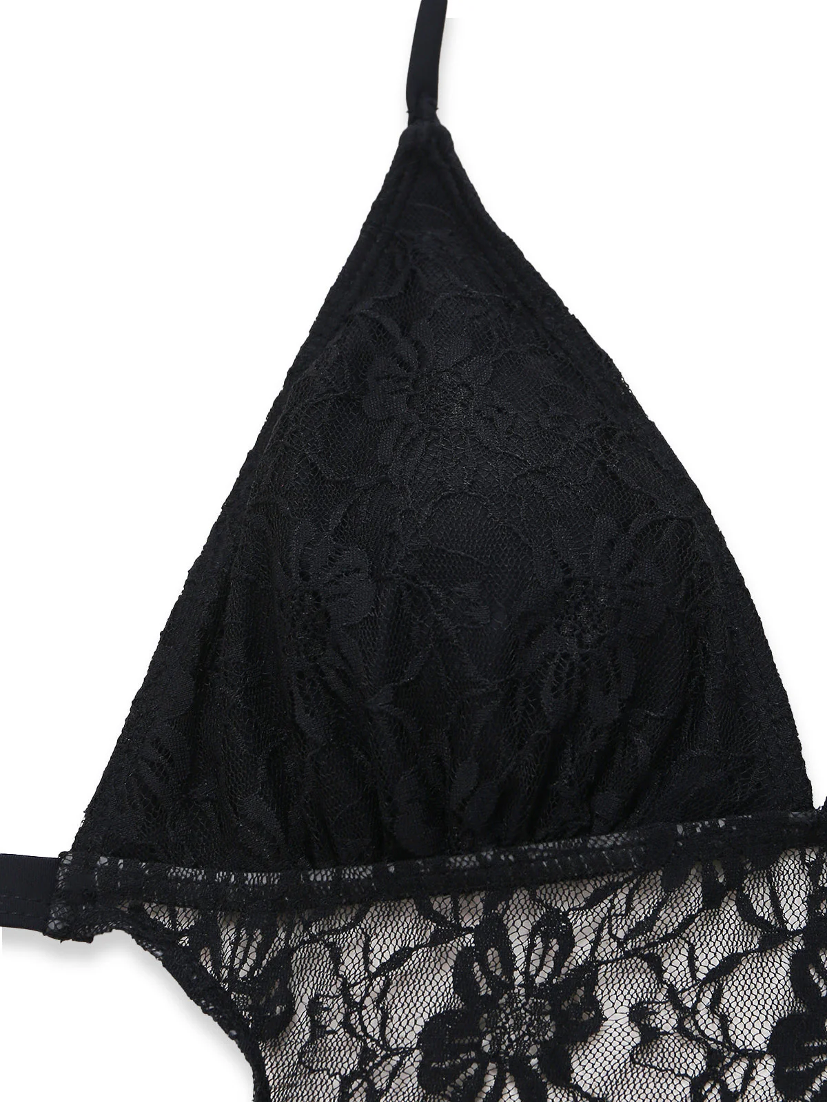 Black 1980s Lace Halter Ruffle One-Piece Swimsuit - Image 4