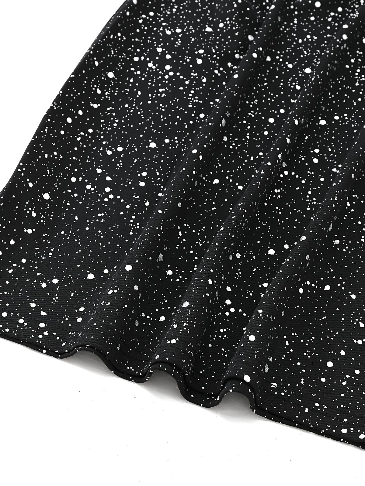 Black 1980s Lace Off-Shoulder Metallic Silver Splash Bodycon Dress - Image 6