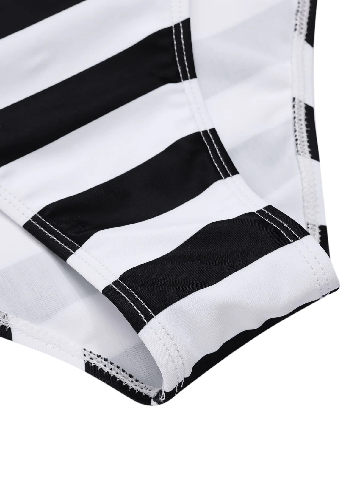 Black 1980s One-Shoulder Hollow Skull Stripe Swimsuit - Image 3
