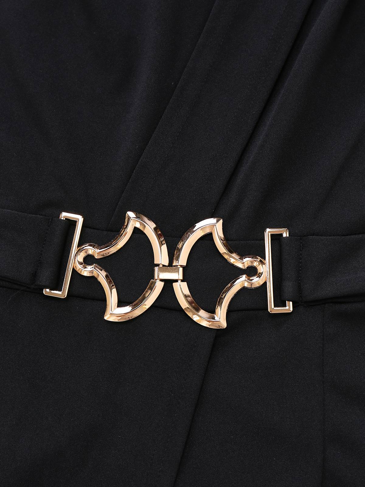 Black 1980s One Shoulder Wide Leg Belt Jumpsuit - Image 4