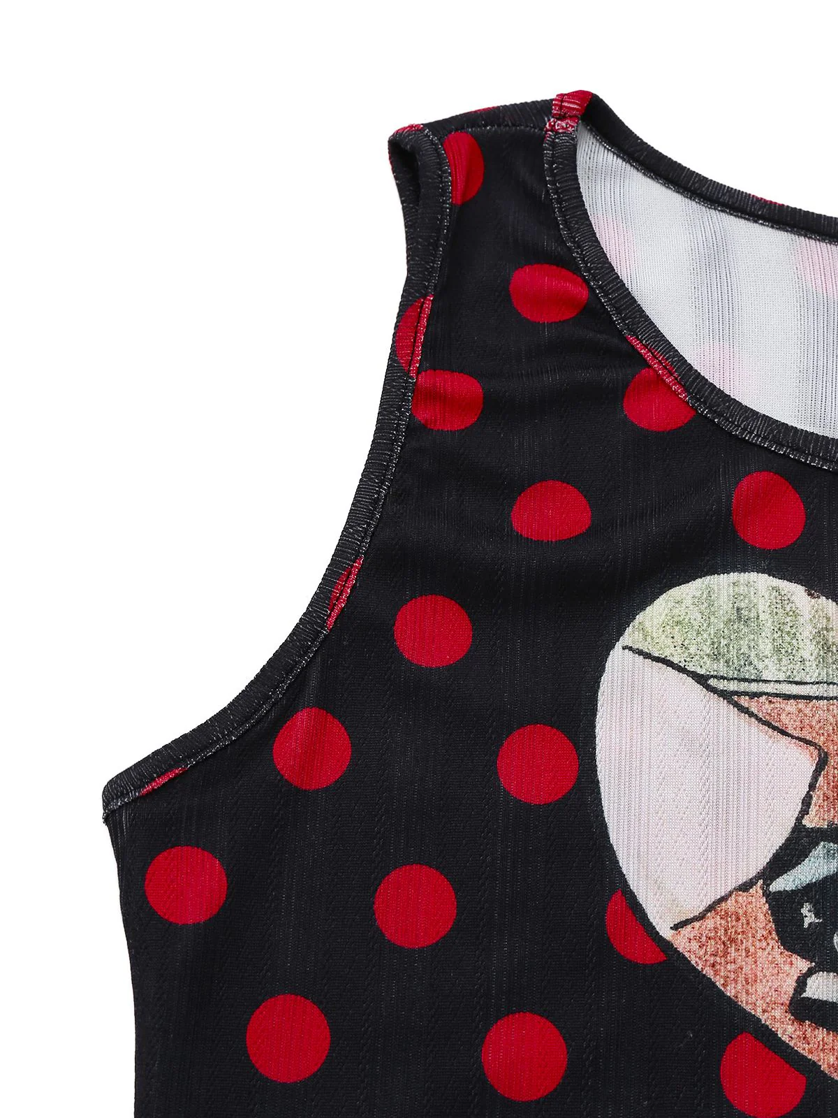 Black 1980s Polka Dot Heart Graphic Pencil Dress - Image 4