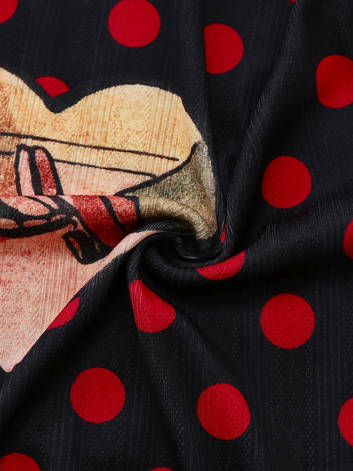 Black 1980s Polka Dot Heart Graphic Pencil Dress - Image 6