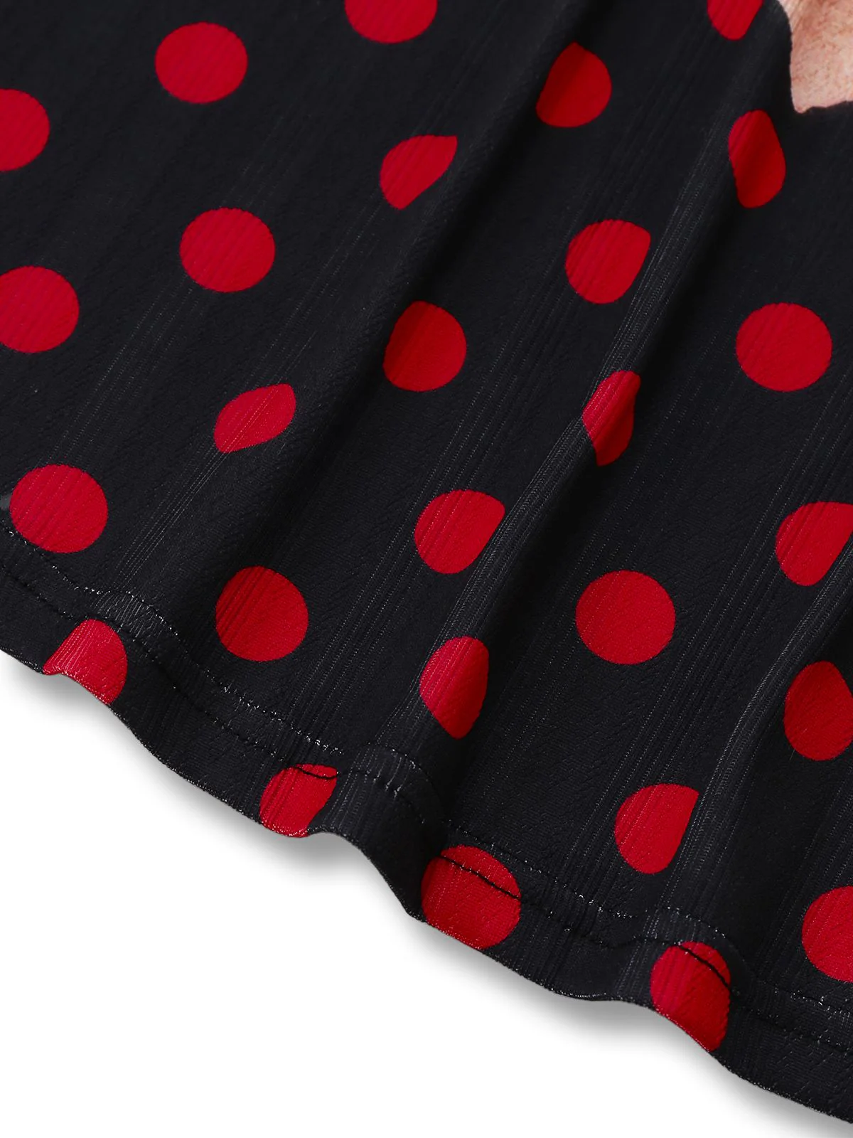 Black 1980s Polka Dot Heart Graphic Pencil Dress - Image 7