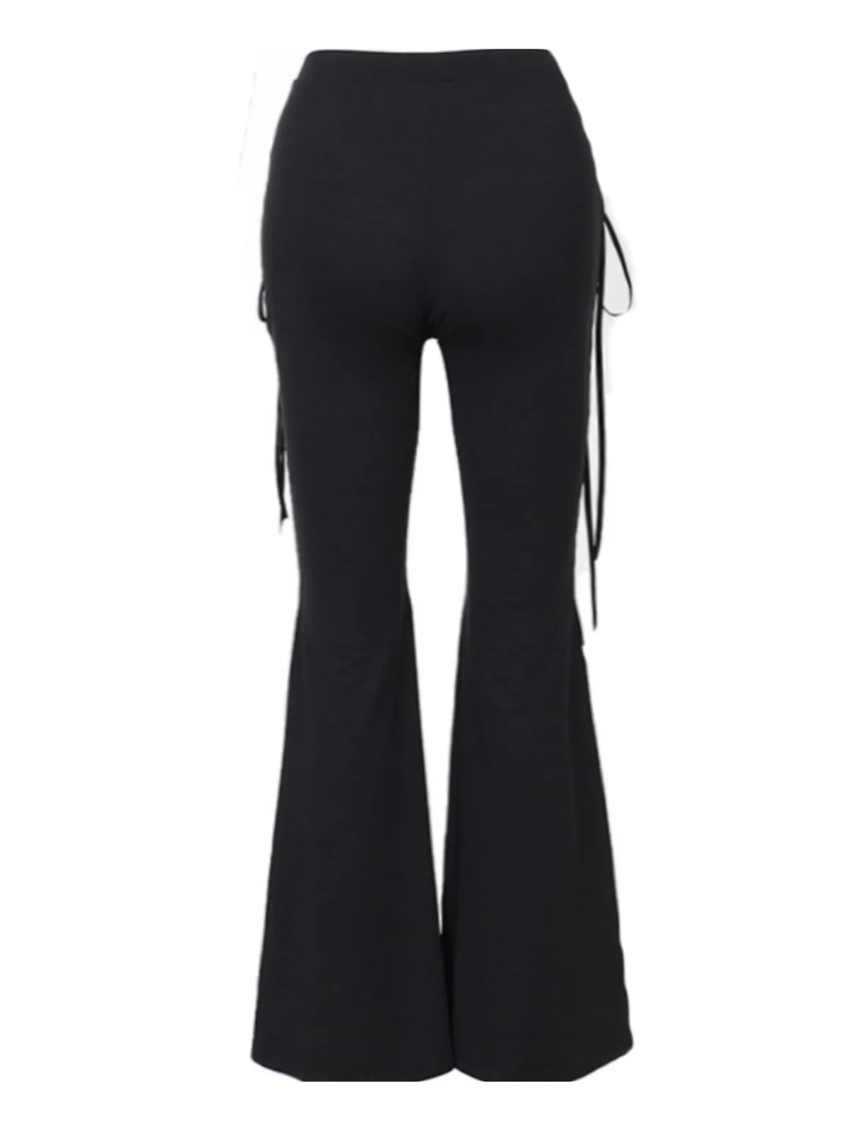 Black 1980s Punk Drawstring Laced Bootcut Pants - Image 3