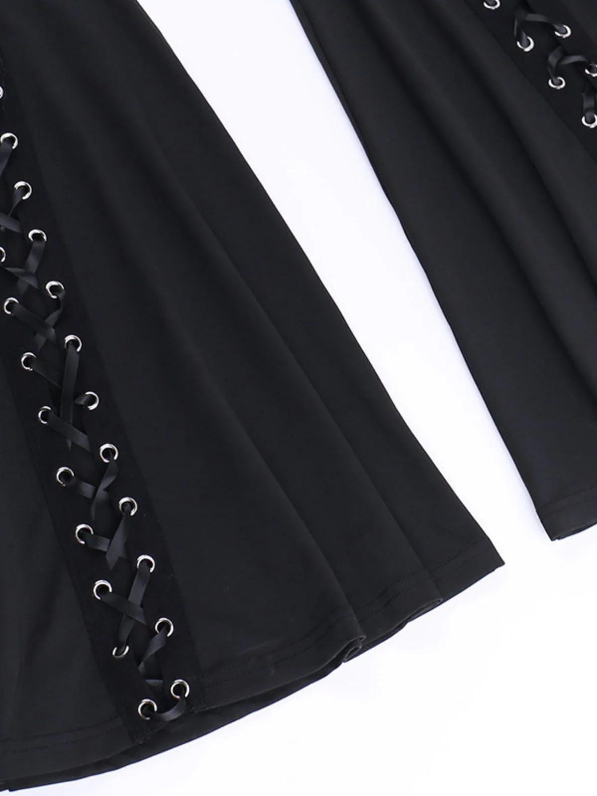 Black 1980s Punk Drawstring Laced Bootcut Pants - Image 6