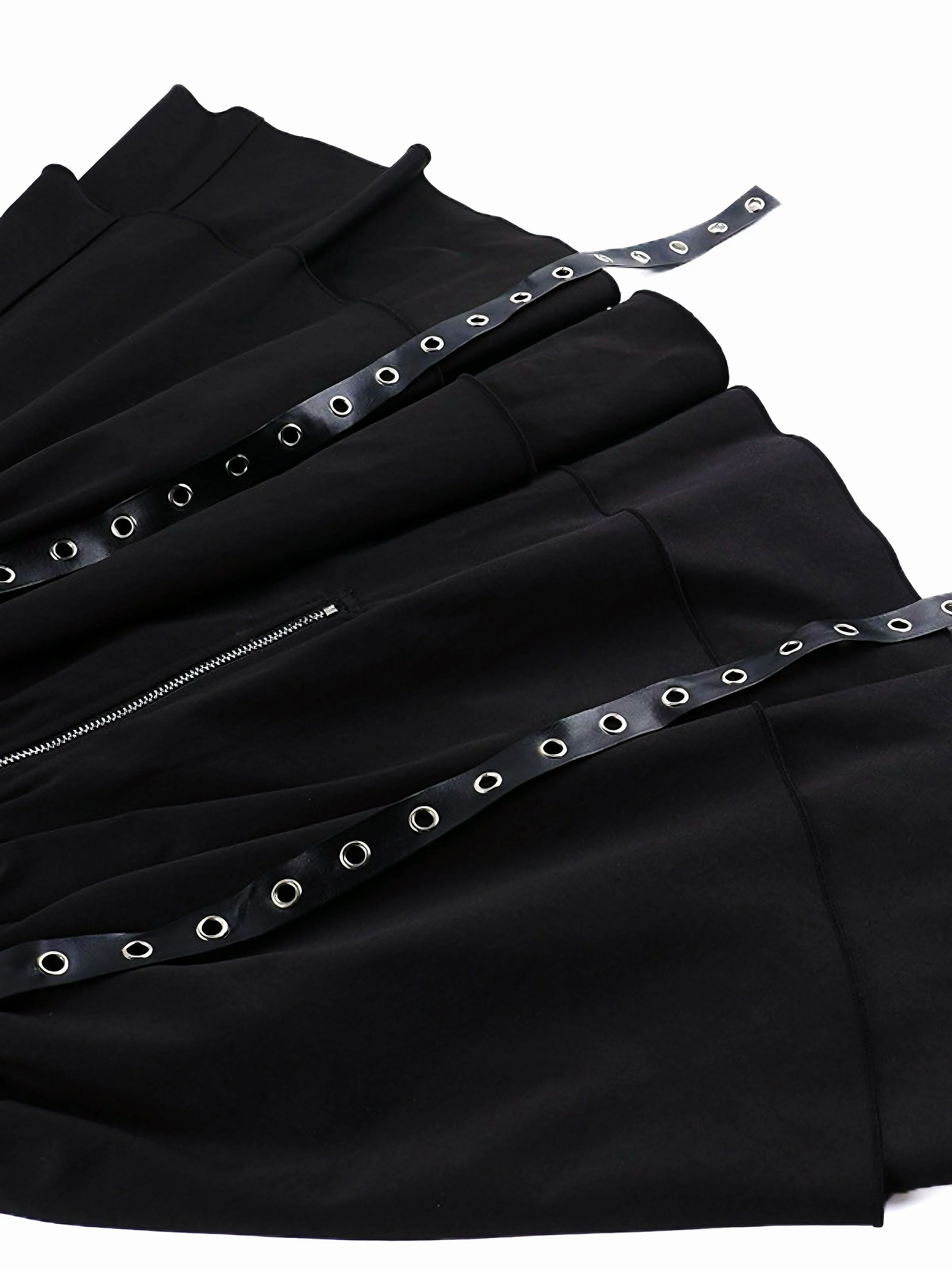 Black 1980s Punk Metal Belted Patchwork Dress - Image 3