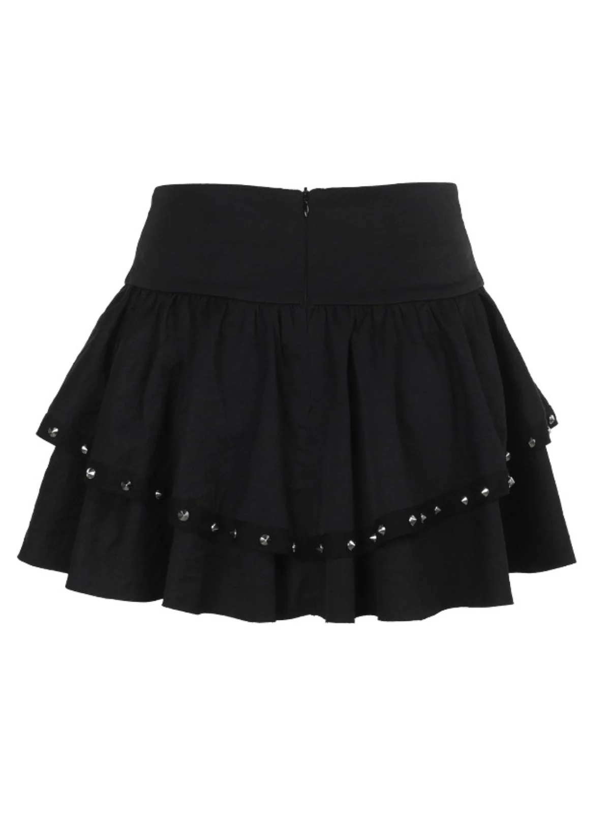 Black 1980s Punk Metal Button Lace-Up Skirt - Image 2