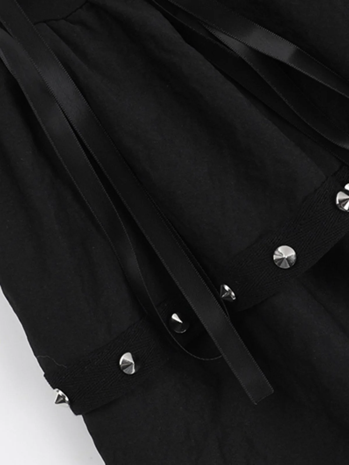 Black 1980s Punk Metal Button Lace-Up Skirt - Image 5