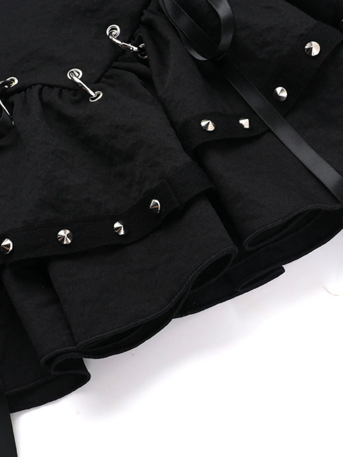 Black 1980s Punk Metal Button Lace-Up Skirt - Image 8