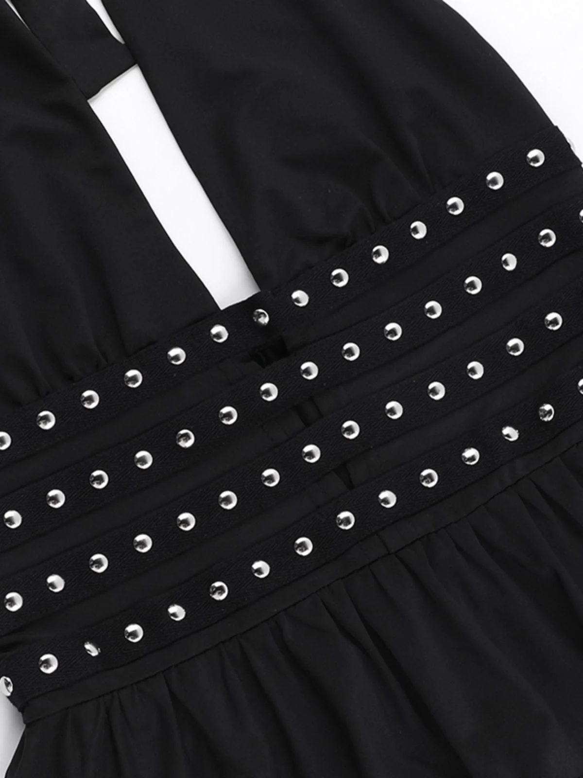 Black 1980s Punk Rhinestone Halter Top - Image 6