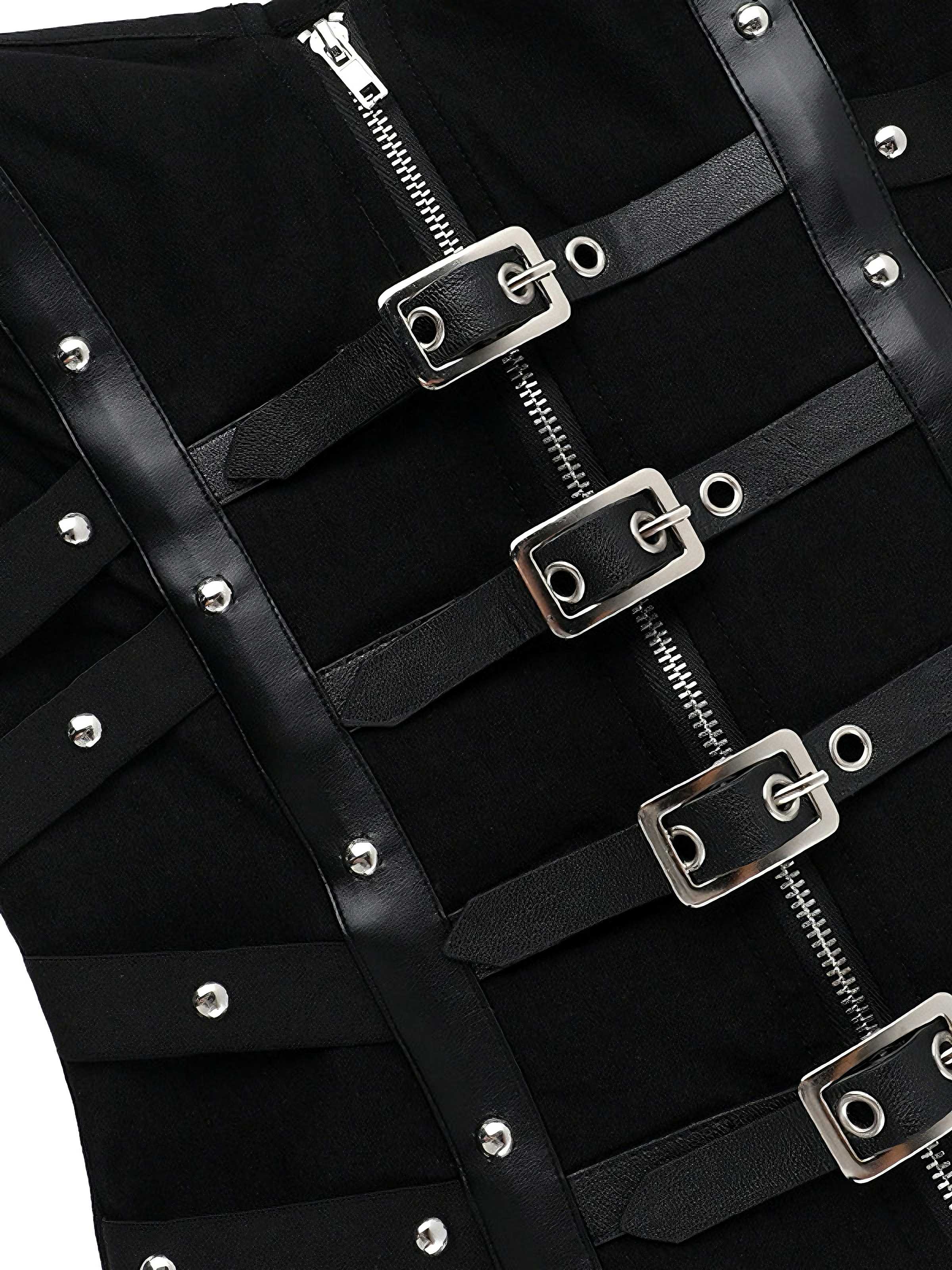 Black 1980s Punk Studded Corset Top - Image 3