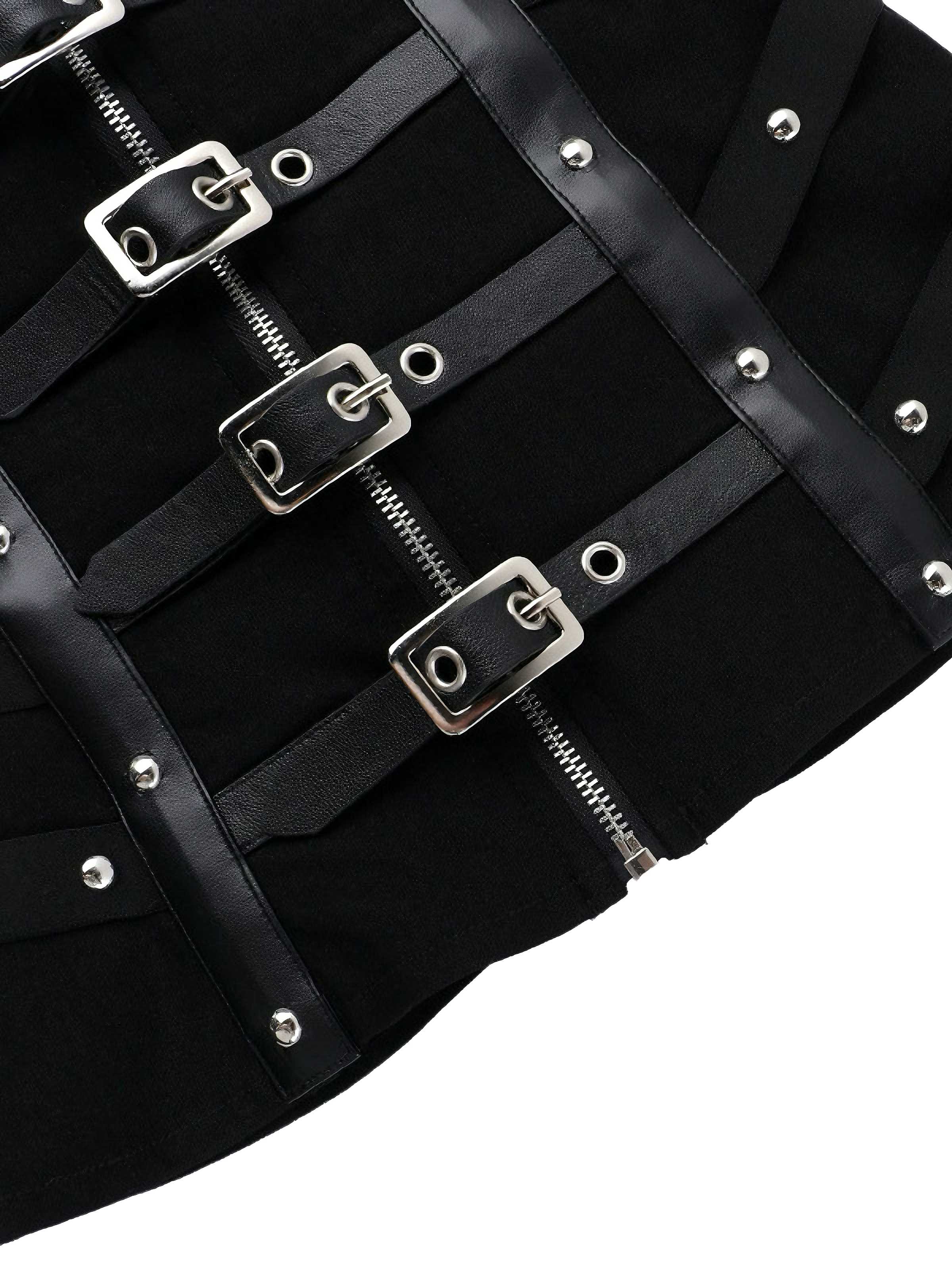 Black 1980s Punk Studded Corset Top - Image 4
