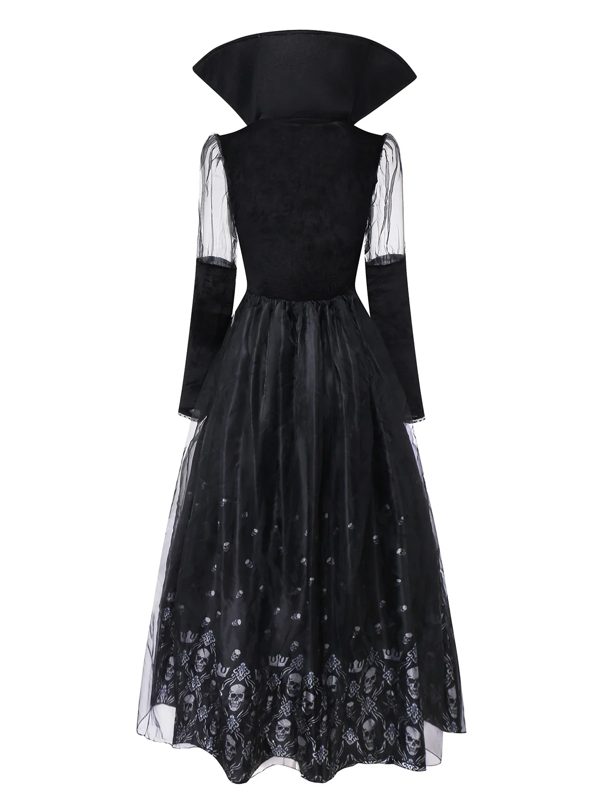 Black 1980s Queen Skull Long Sleeve Mesh Dress - Image 2