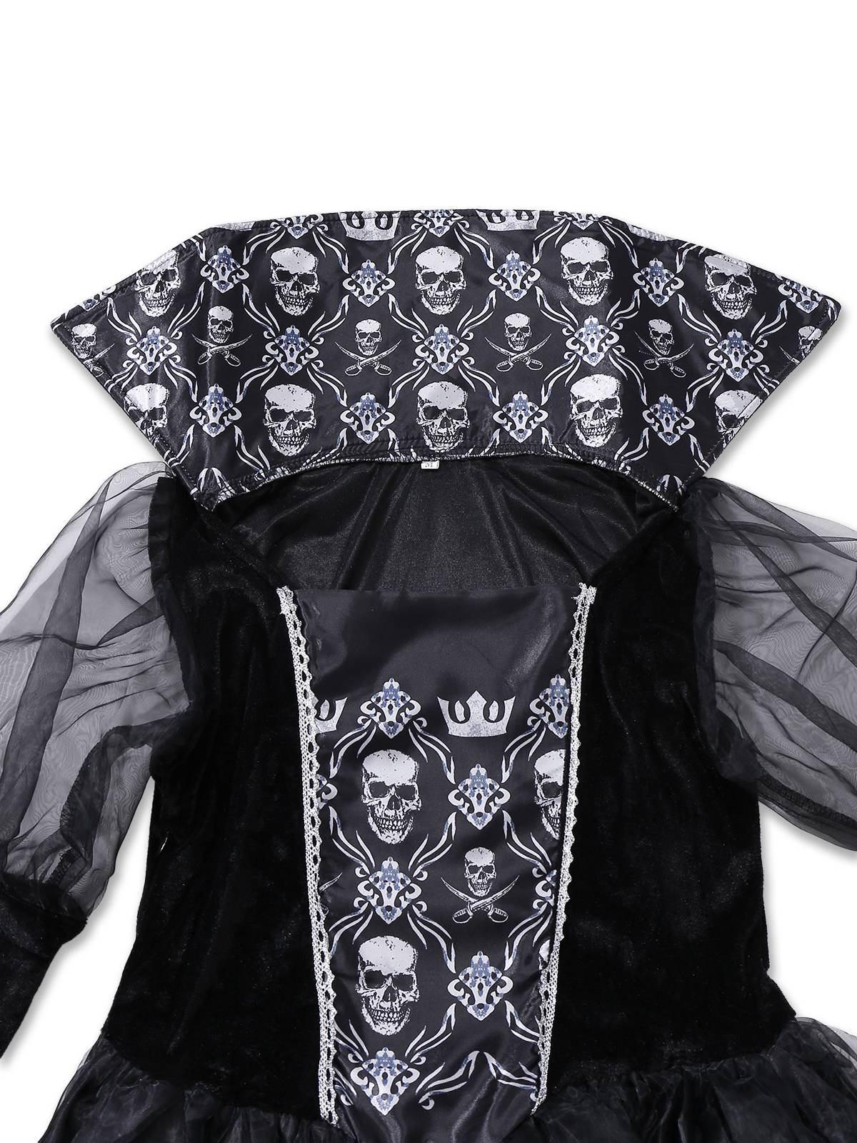 Black 1980s Queen Skull Long Sleeve Mesh Dress - Image 3