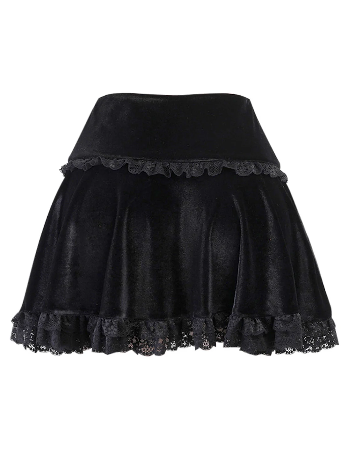Black 1980s Solid Embroidered Lace Skirt - Image 2