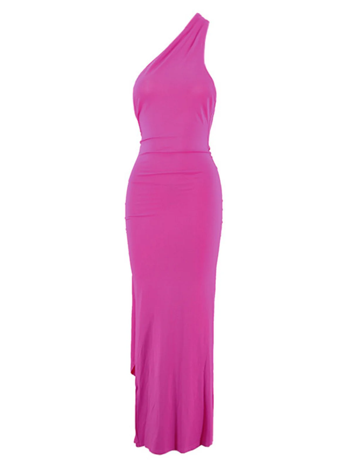 1980s Solid One-Shoulder Evening Backless Dress with Train - Image 17