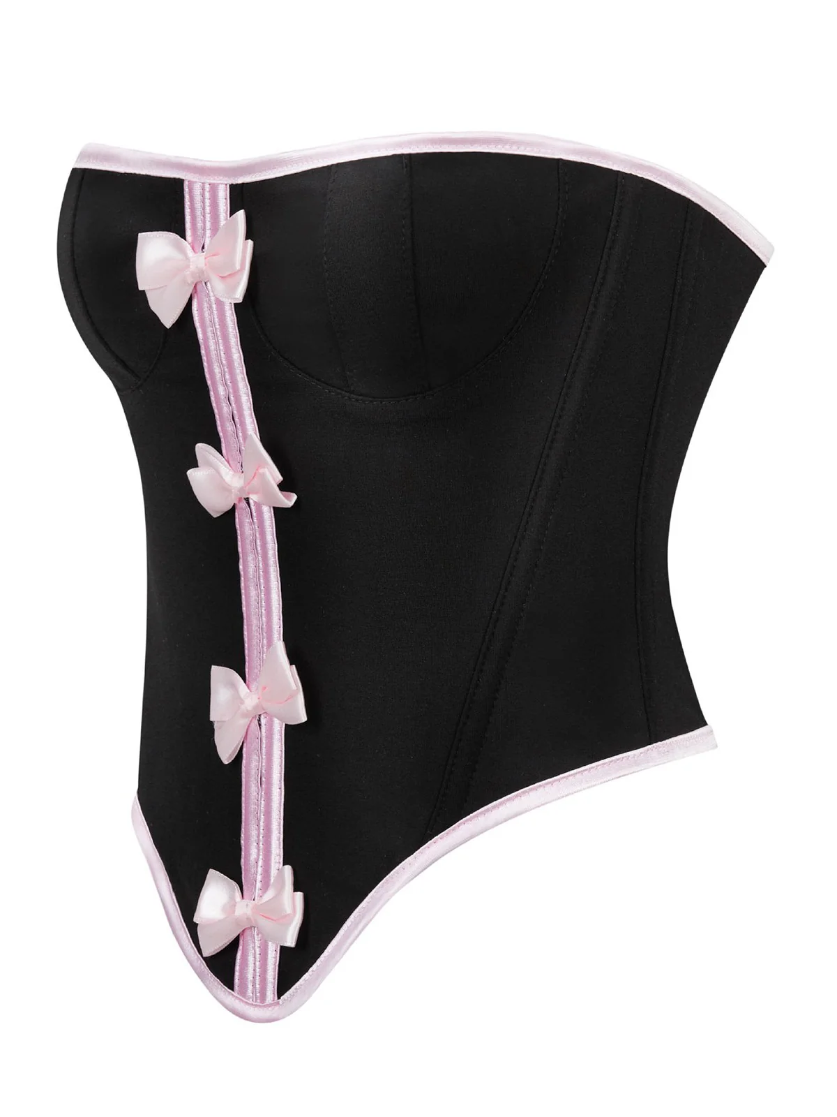Black 1980s Steampunk Bowknots Bandeau Corset - Image 2