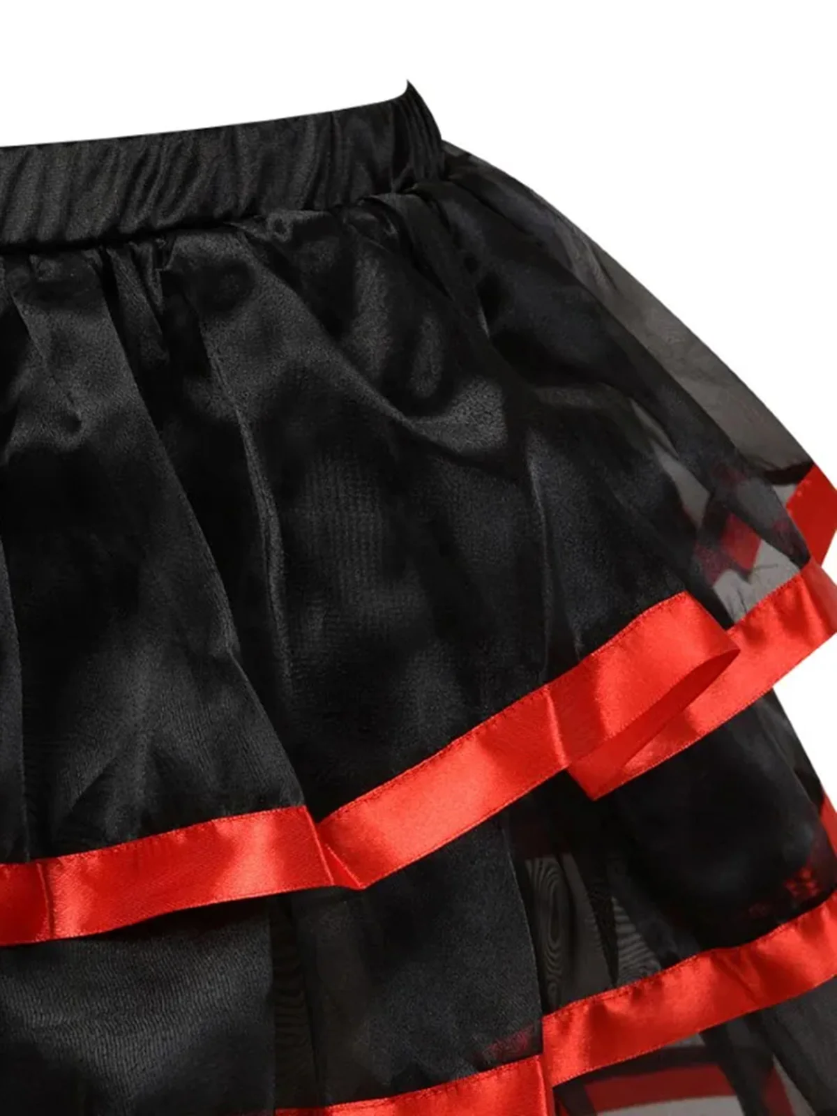 Black 1980s Steampunk Mesh Patchwork Cake Skirt - Image 2