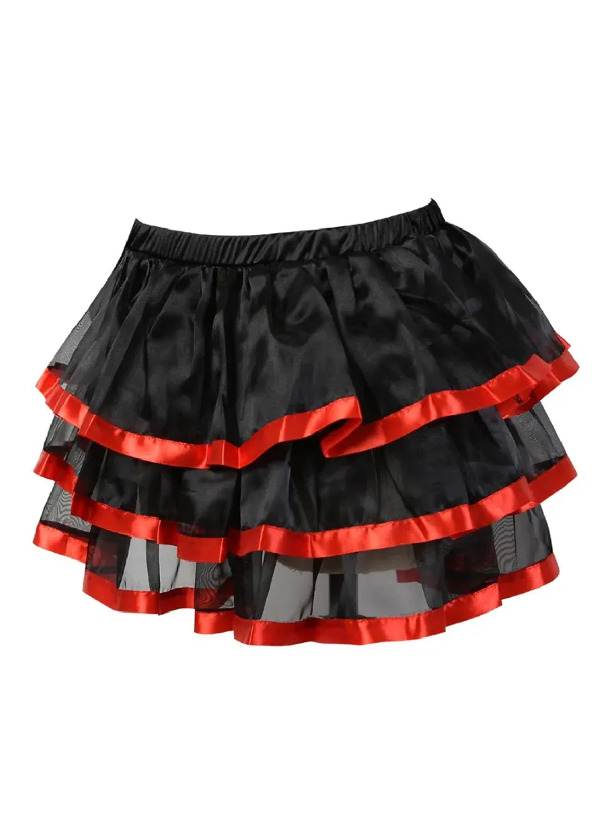 Black 1980s Steampunk Mesh Patchwork Cake Skirt - Image 3