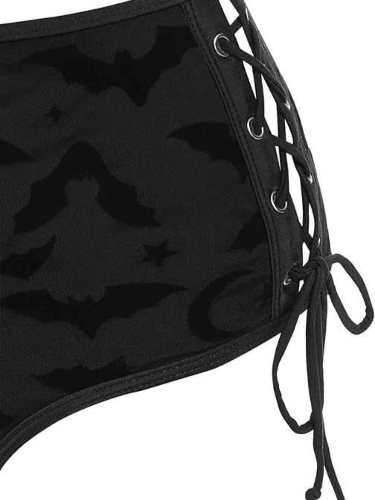 Black 1980s Strap Bat Mesh Gothic Bikini Set - Image 4