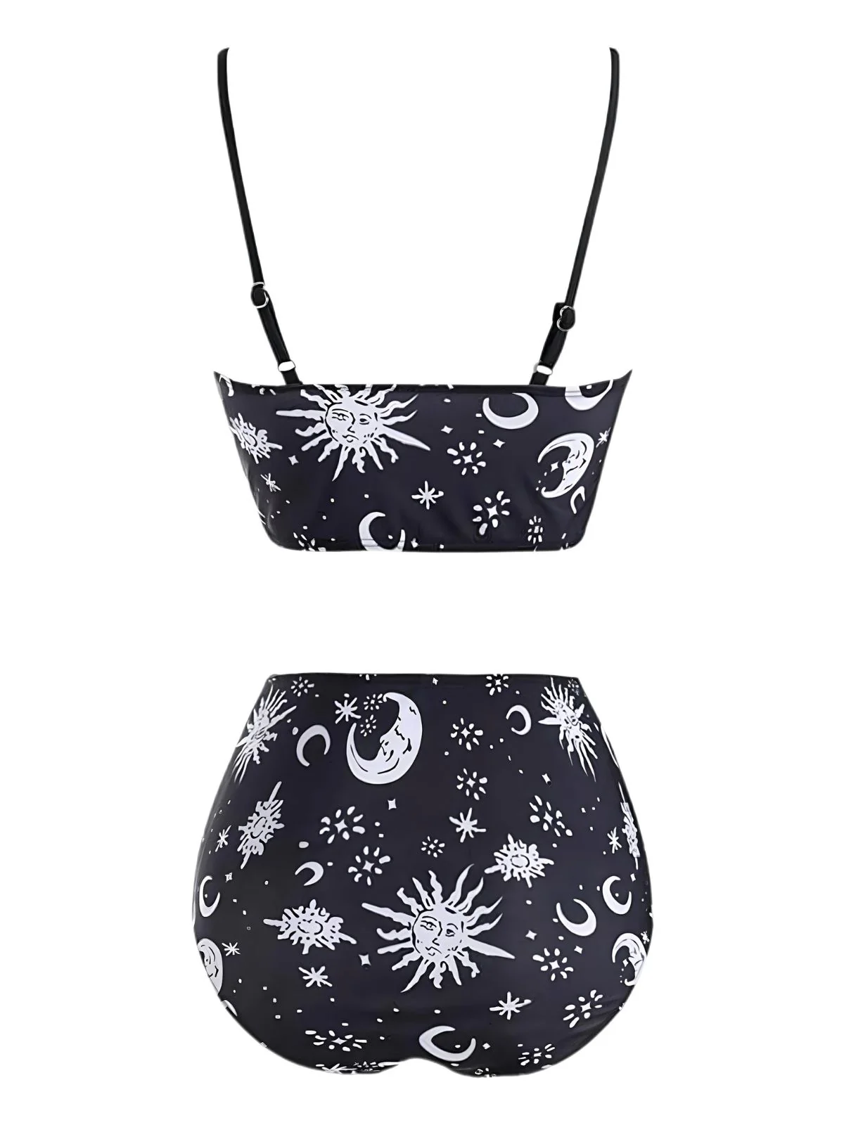 Black 1980s Strap Galaxy Print Gothic Bikini Set - Image 2