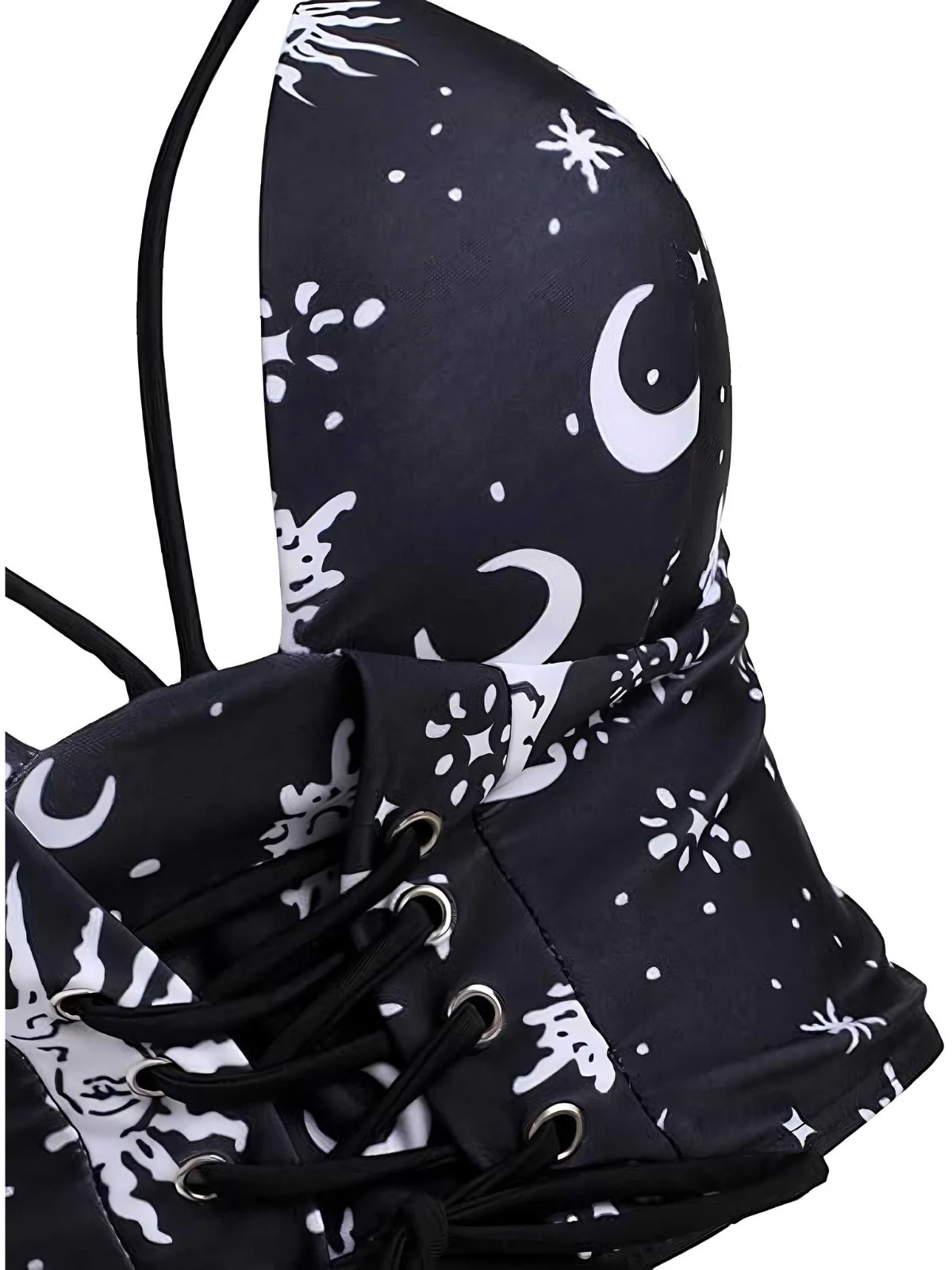 Black 1980s Strap Galaxy Print Gothic Bikini Set - Image 3