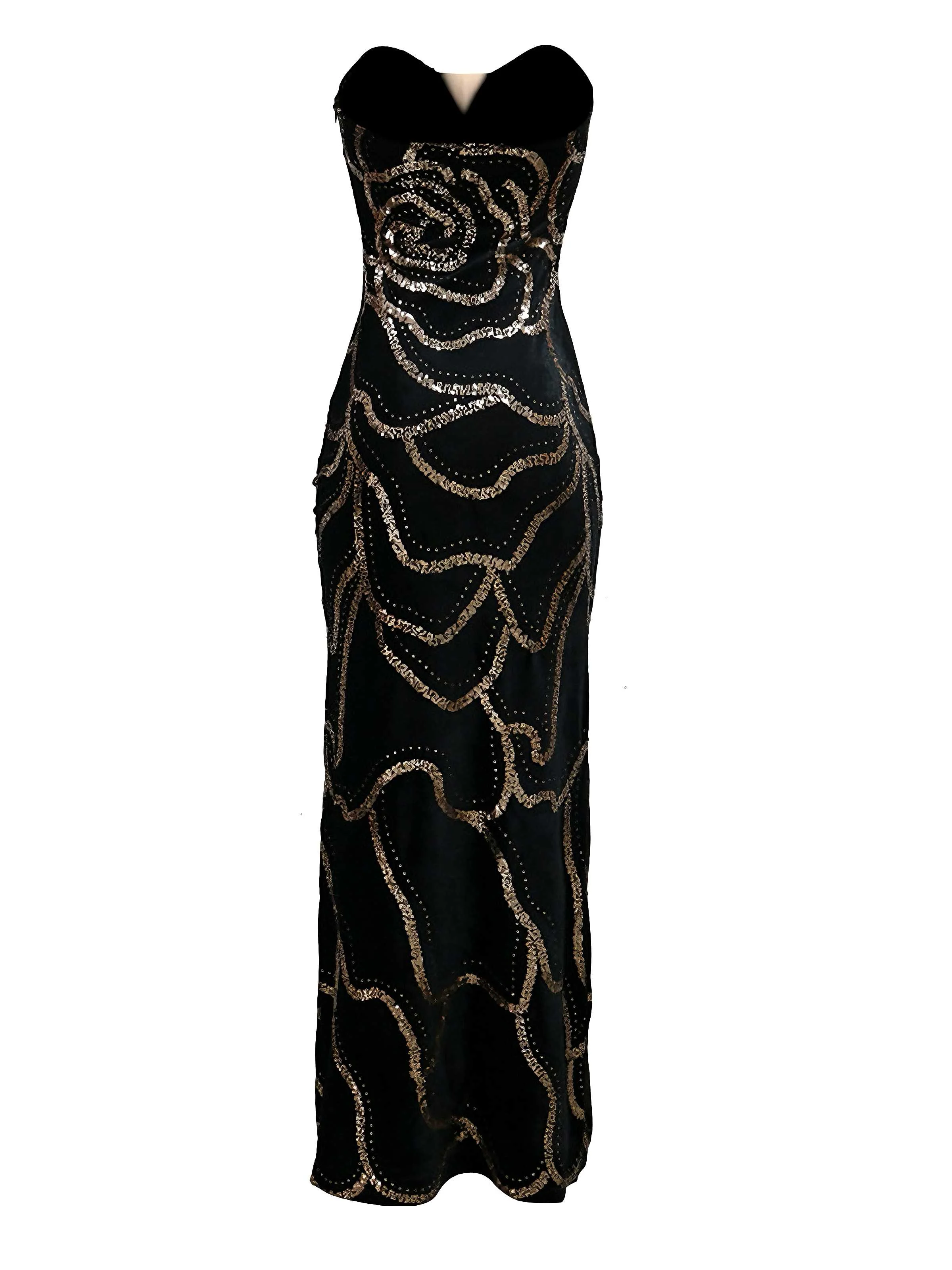 Black 1980s Strapless Sequin Bodycon Dress - Image 2