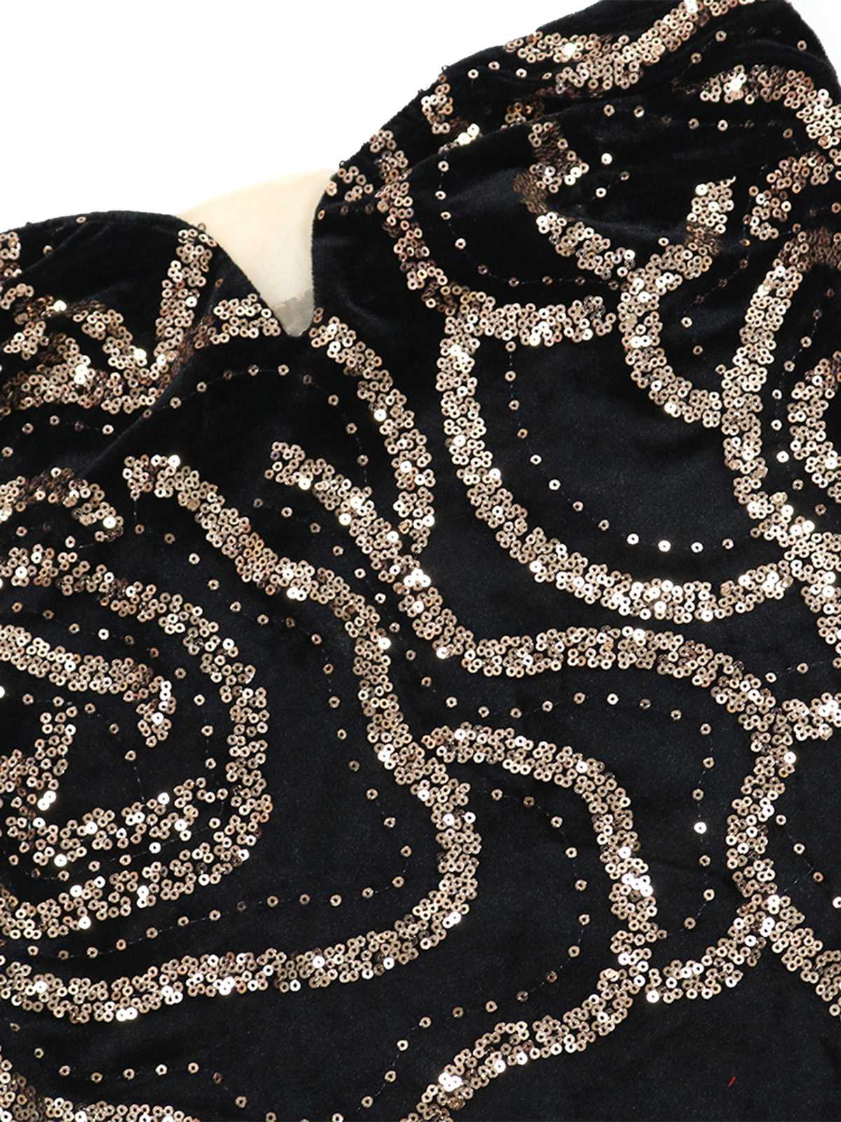 Black 1980s Strapless Sequin Bodycon Dress - Image 6