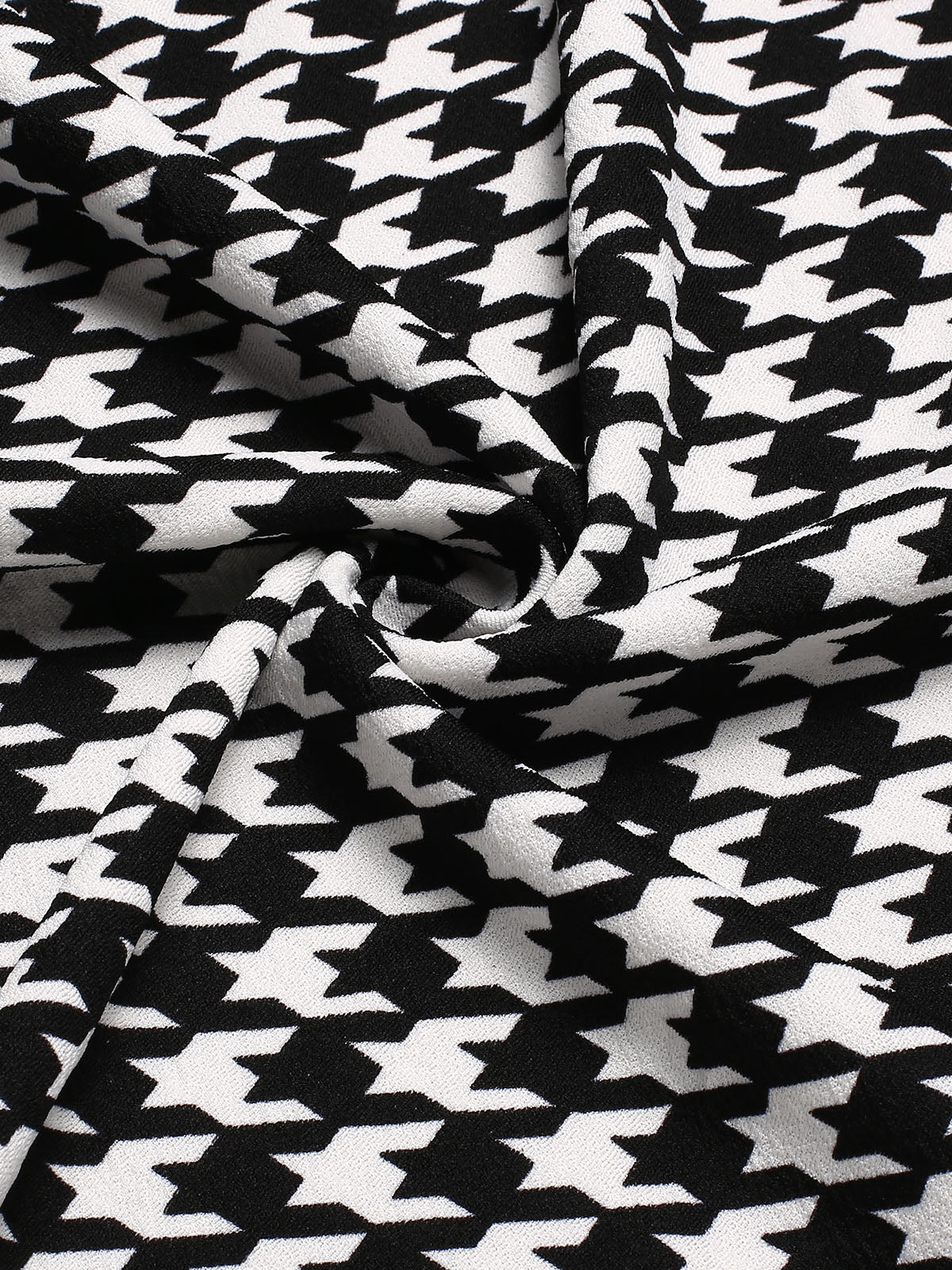 Black 1980s V-Neck Bow Houndstooth Dress - Image 4