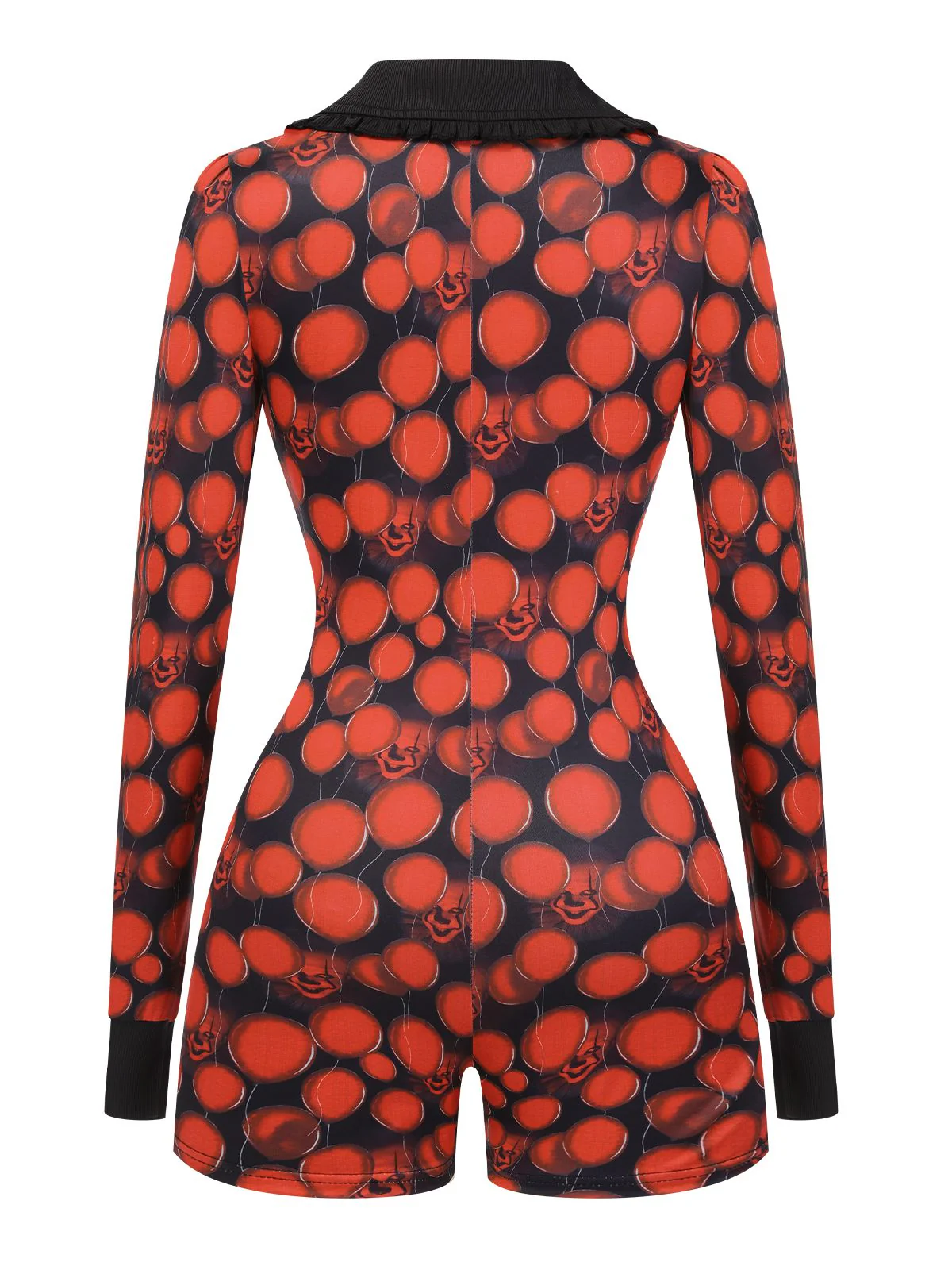 Black And Red 1970s Balloon Ghost Face Romper - Image 2