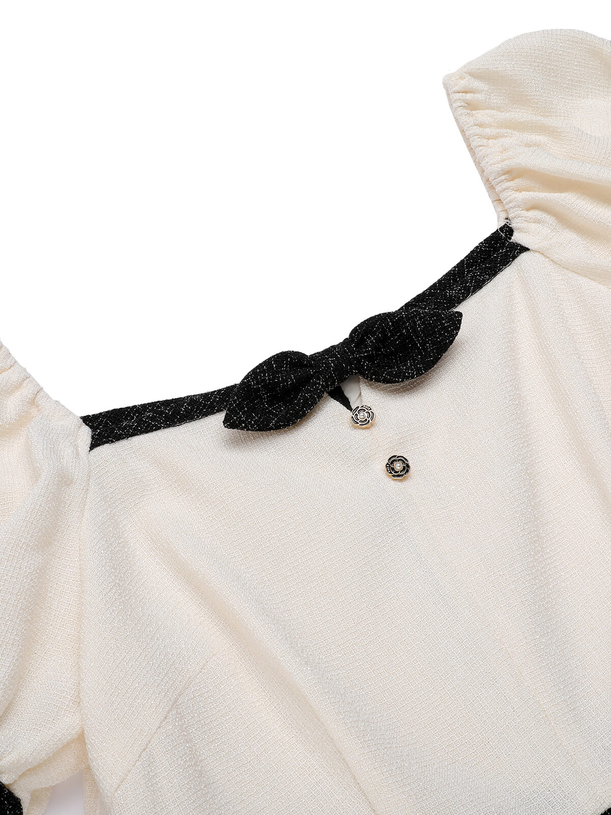 Black & Beige 1960s Puff Sleeve Pencil Dress - Image 7