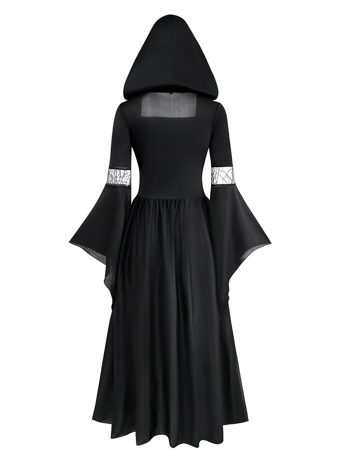 Black & Blue 1930s Witch Lace-Up Hooded Dress - Image 2