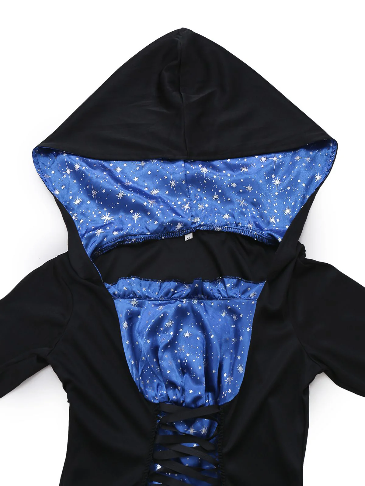 Black & Blue 1930s Witch Lace-Up Hooded Dress - Image 3