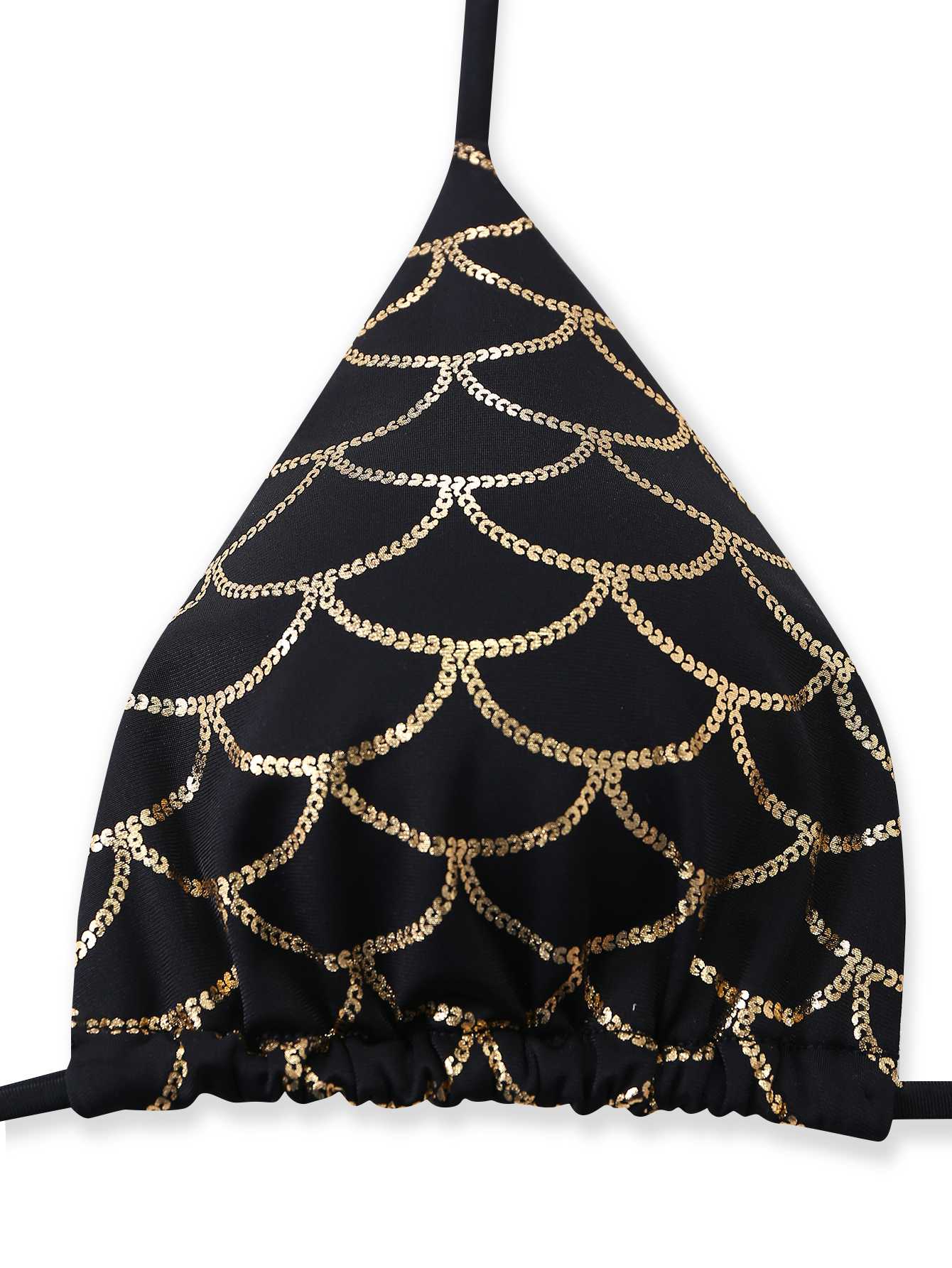 Black Gold 1970s Halter Mermaid Scale Bikini Set - Image 5