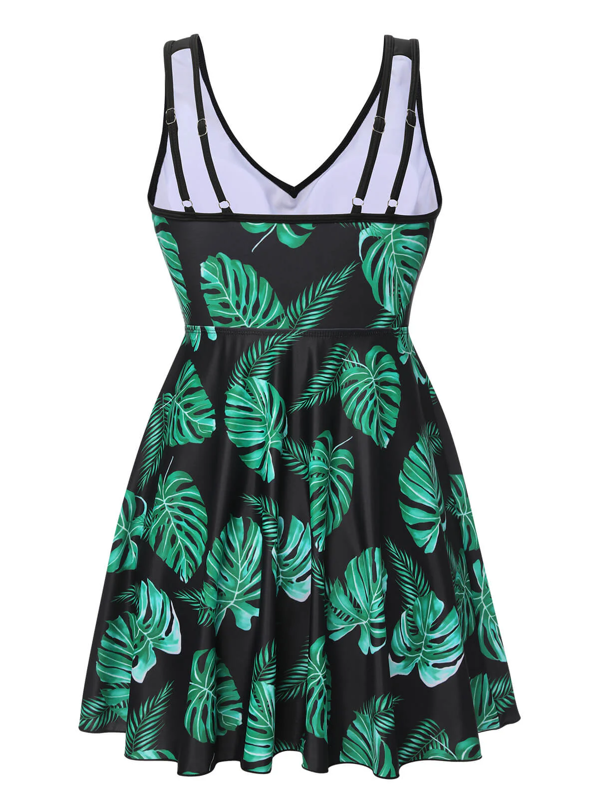 Black & Green 1950s Tropical Skirted Swimsuit - Image 4