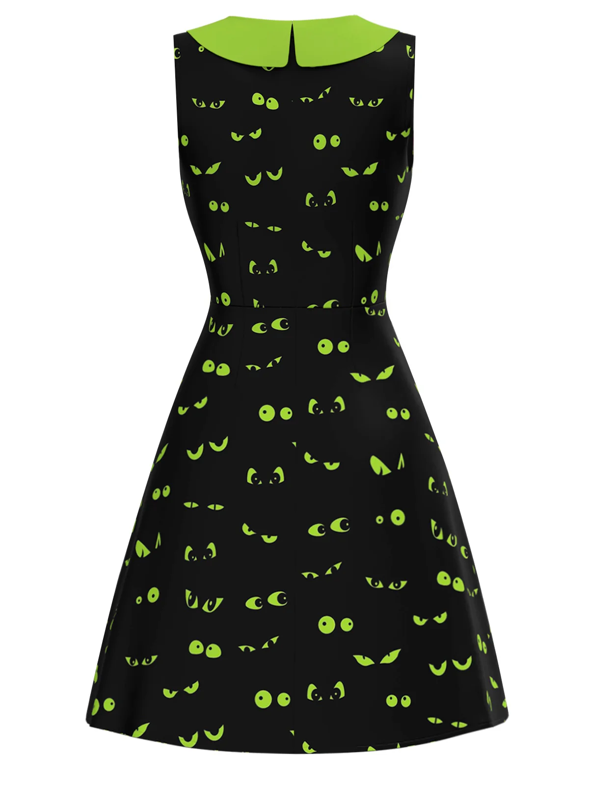 Black & Green 1960s Halloween Demon Eyes Dress - Image 2