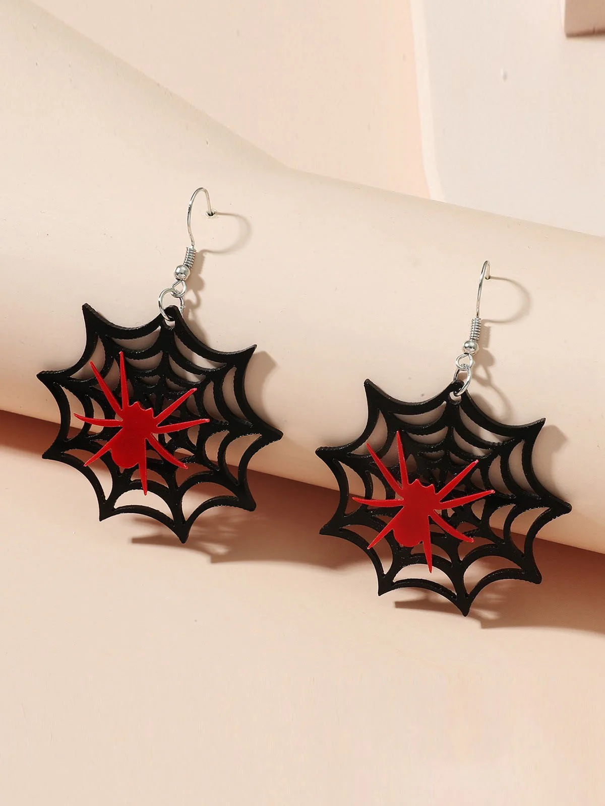 Black Halloween Spider Web Earrings - Image 2