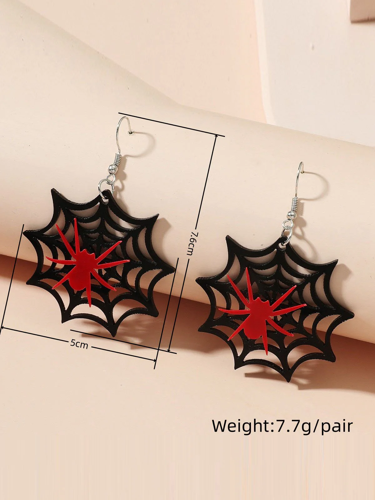 Black Halloween Spider Web Earrings - Image 3