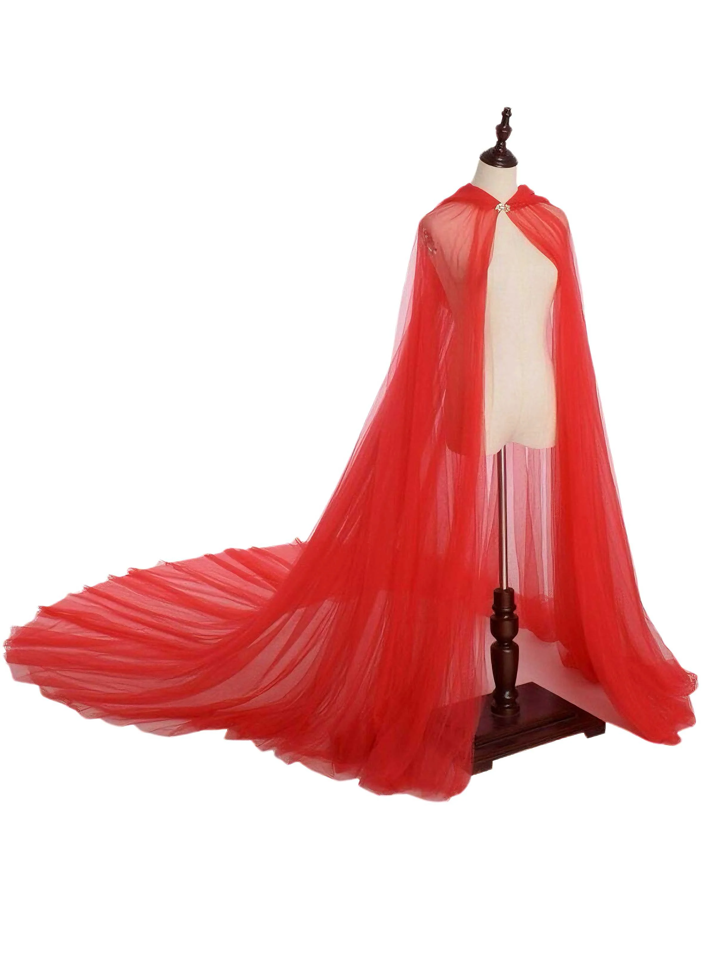 Black Halloween Vampire Bride Mesh Hooded Cape Cloak - Image 7