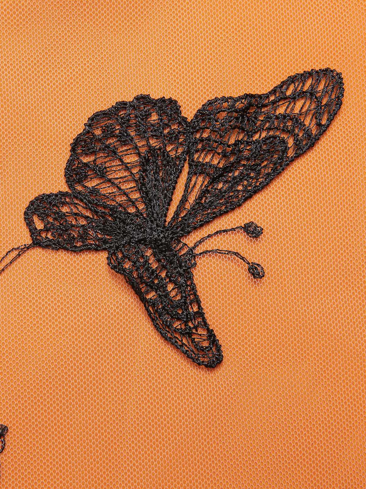 Black & Orange 1950s 3D Butterfly Cloak Dress - Image 7