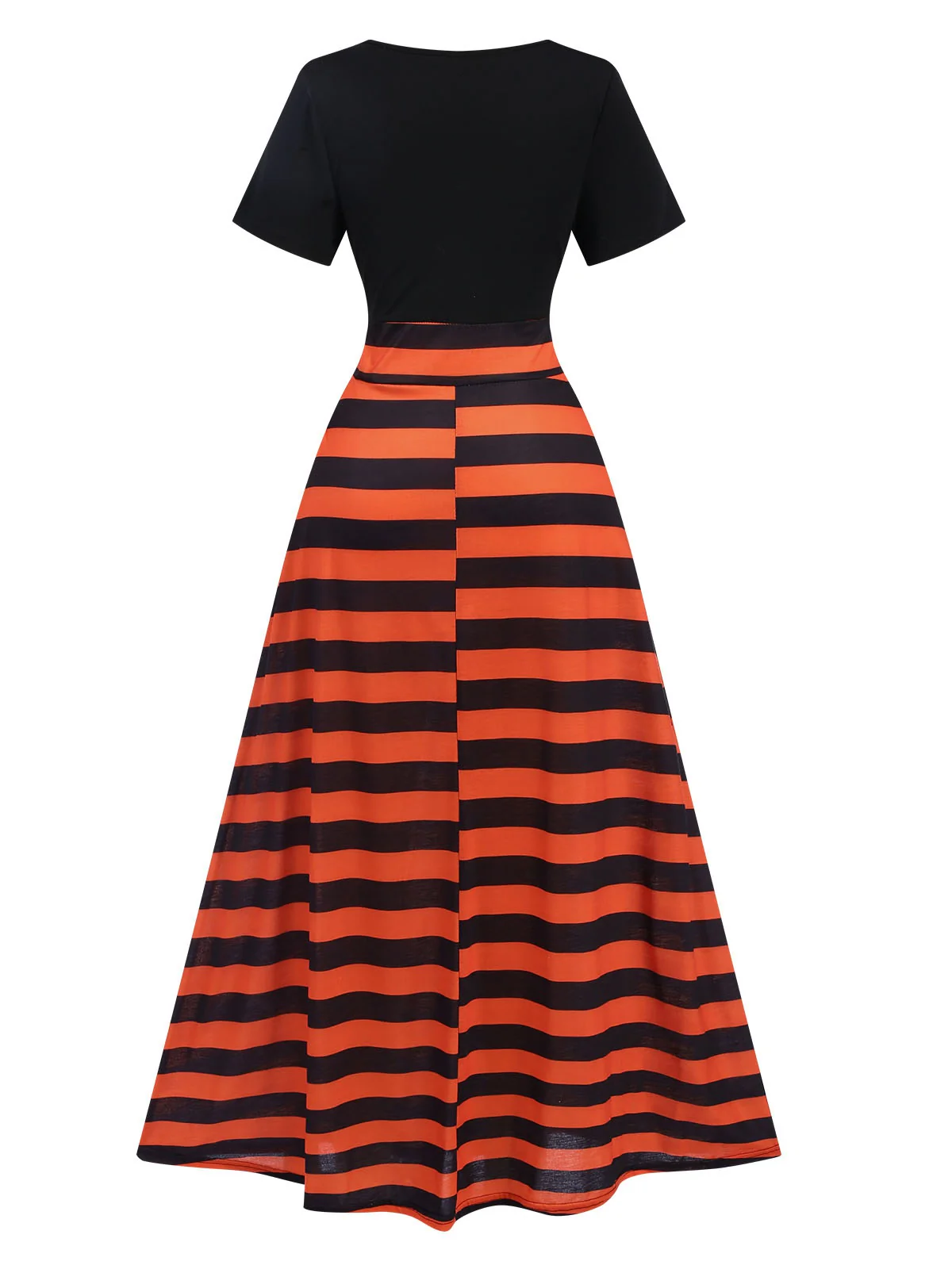 Black & Orange 1970s Stripes Colorblock Dress - Image 3