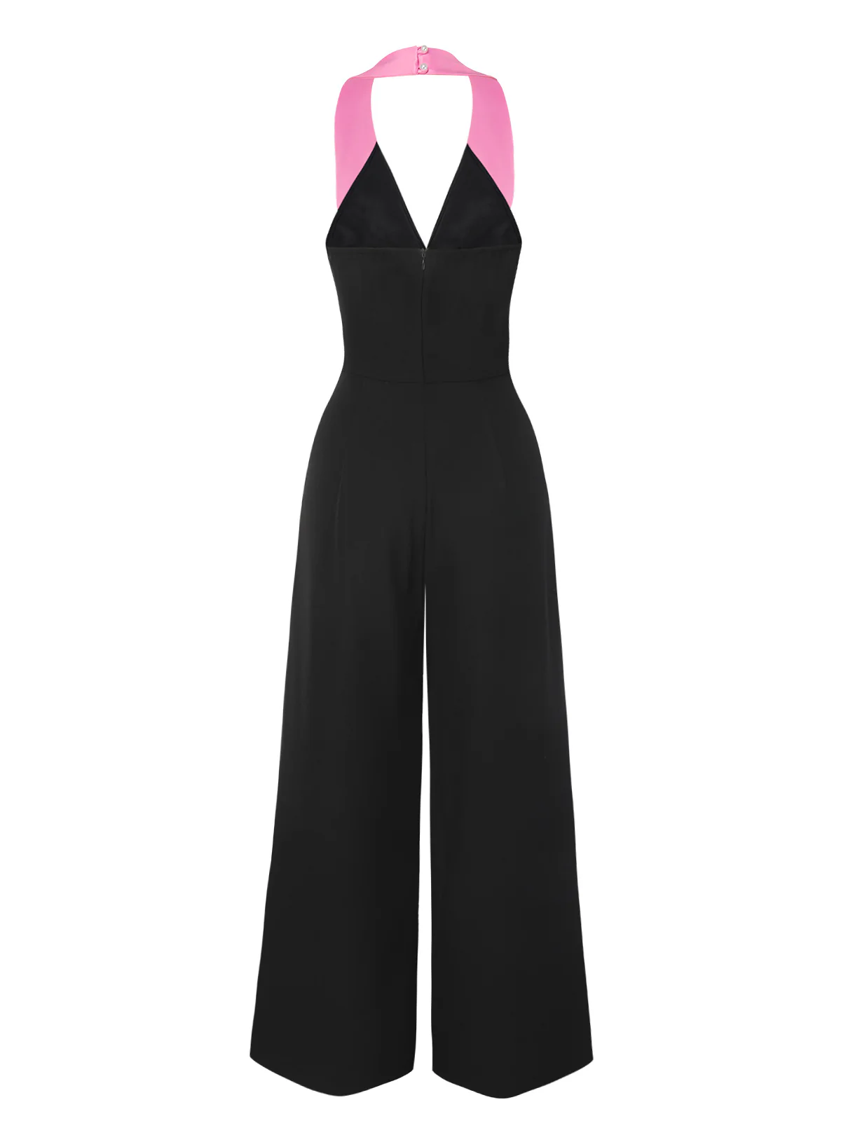 Black & Pink 1930s Bow Lapel Jumpsuit - Image 4