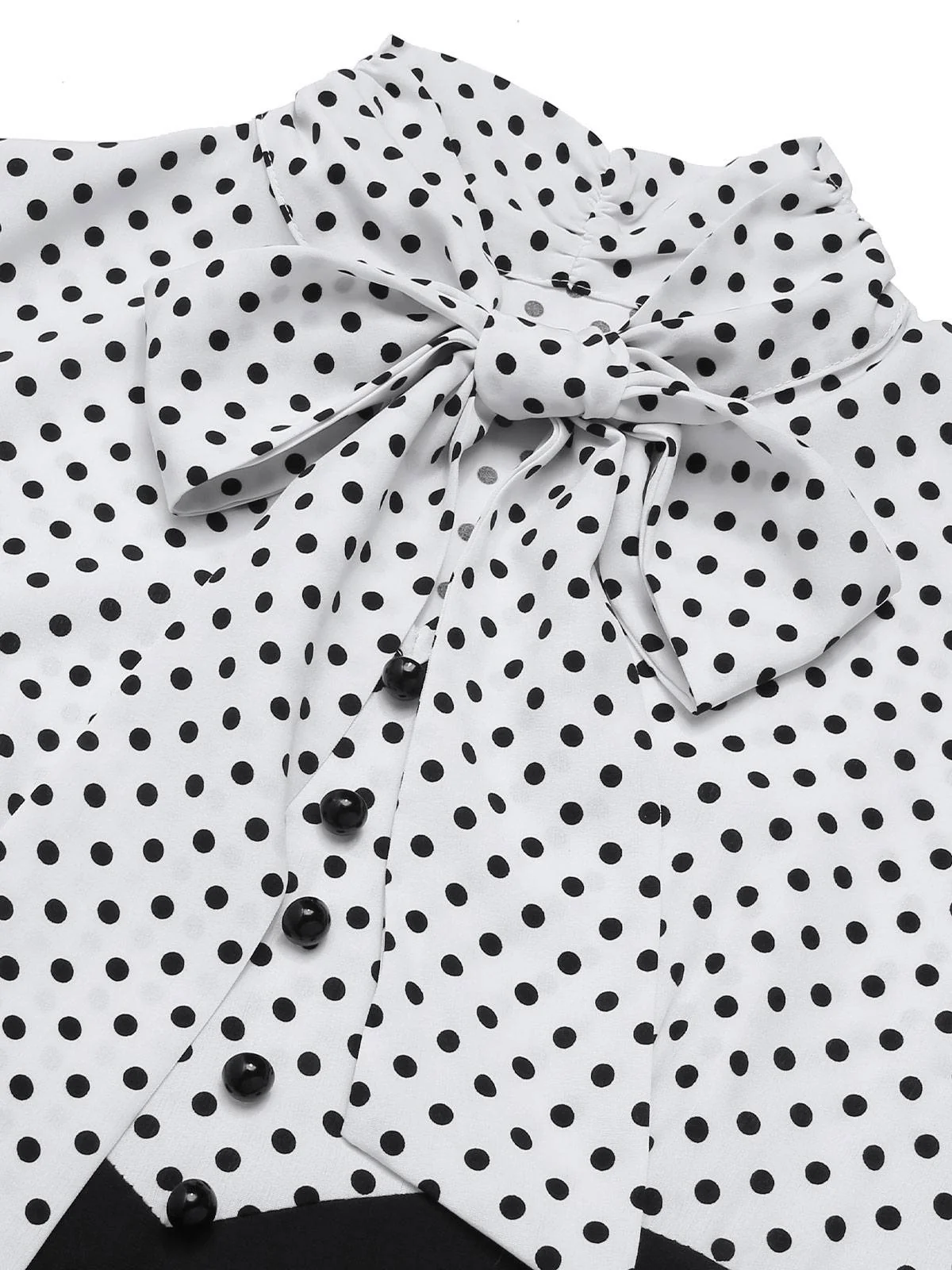 Black 1930s Dots Tie Neck Mermaid Dress - Image 6
