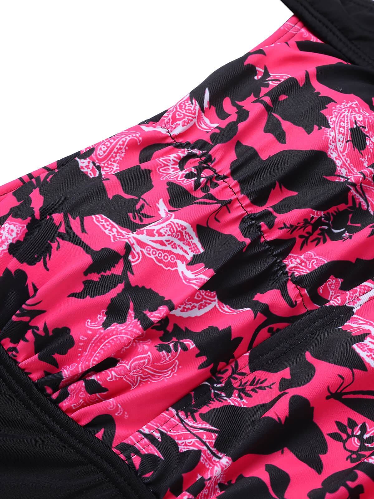 Black & Pink 1950s Floral Halter Swimsuit - Image 5