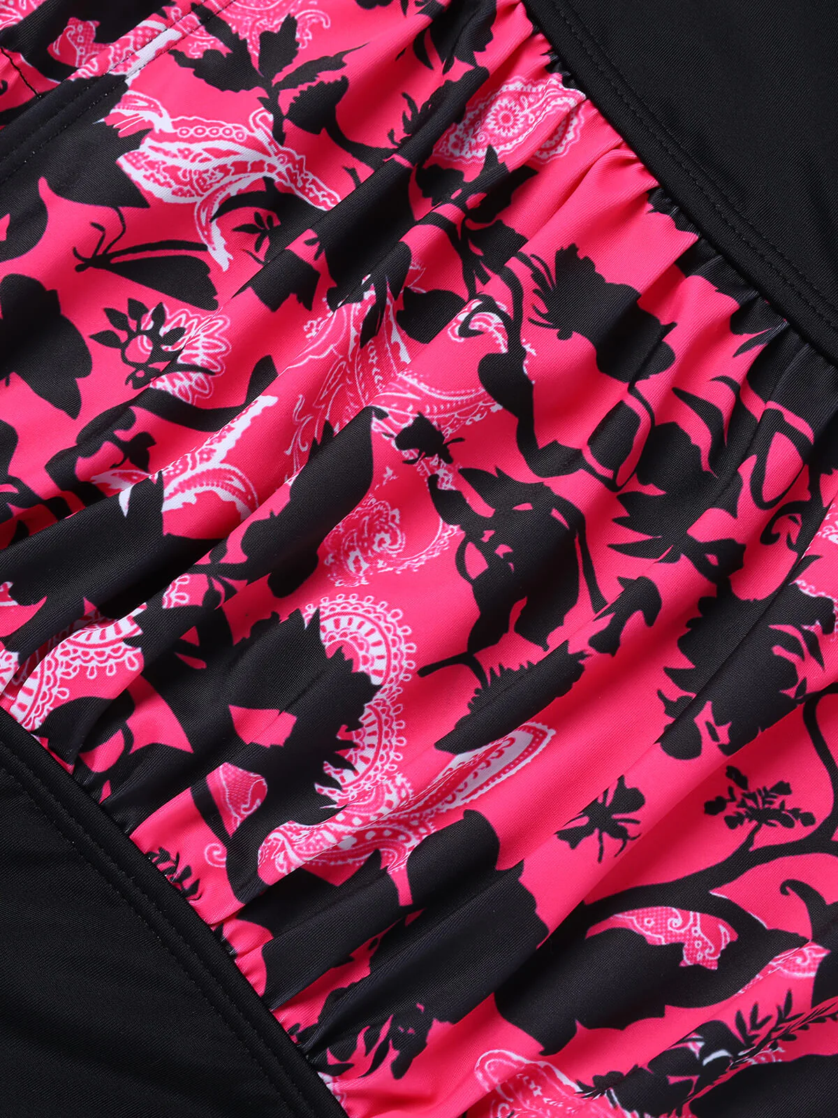Black & Pink 1950s Floral Halter Swimsuit - Image 6