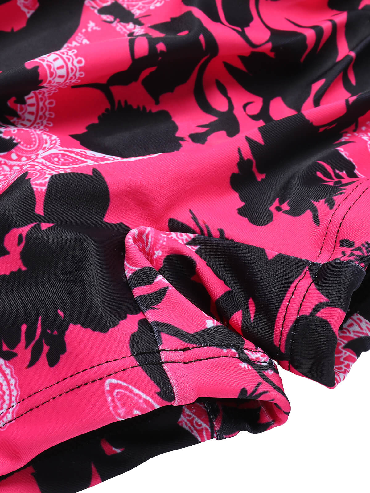 Black & Pink 1950s Floral Halter Swimsuit - Image 7
