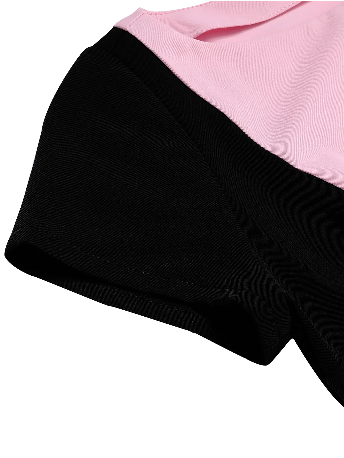 Black & Pink 1960s Boat Neck Contrast Belted Dress - Image 5