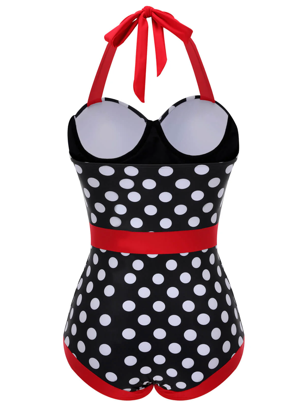 Black & Red 1950s Dots Halter Swimsuit - Image 5