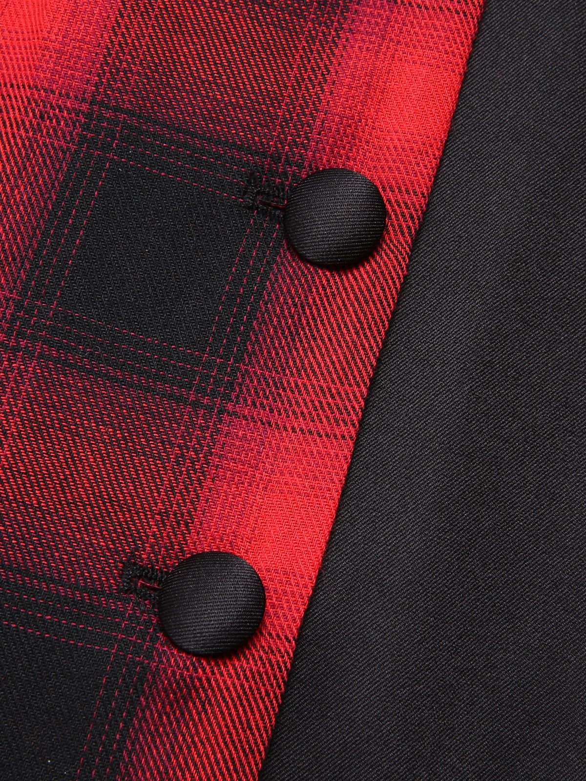 Black&Red 1950s Gingham Plaid Button Lapel Dress - Image 7